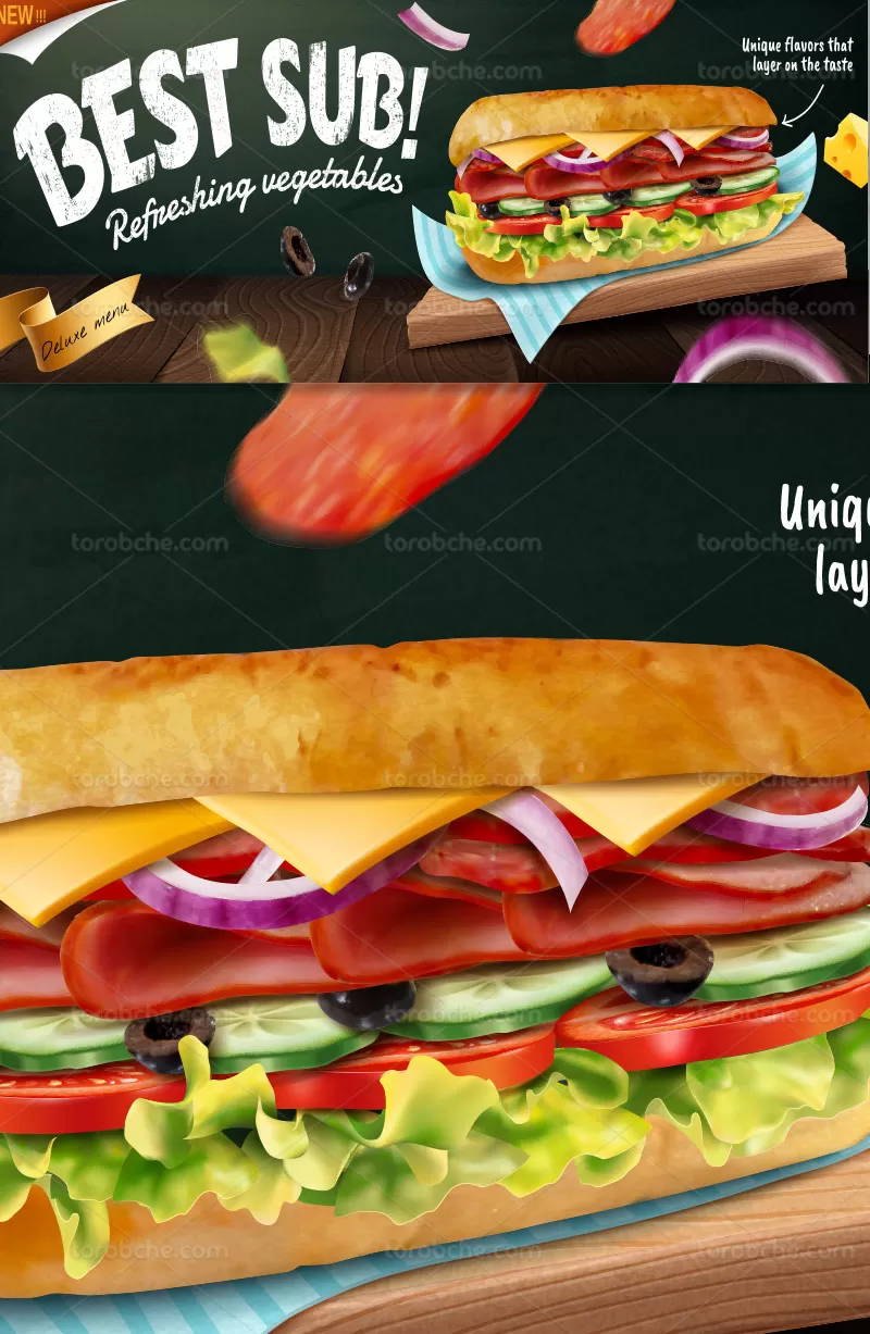 وکتور ساندویچ ژامبون | گرافیک با طعم تربچه