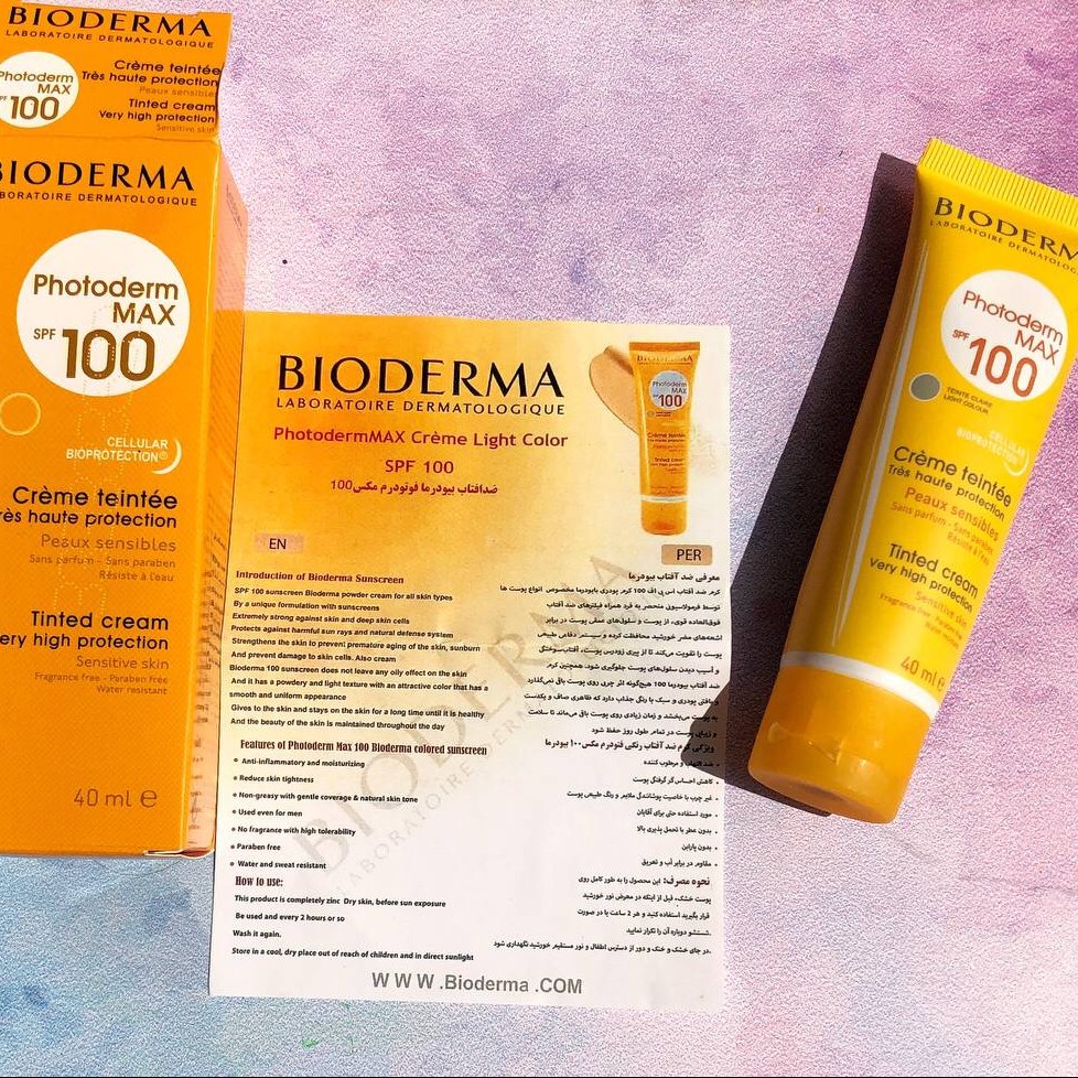 کرم ضدآفتاب رنگی بیودرما ( SPF100) مناسب برای پوست های خشک تا معمولی