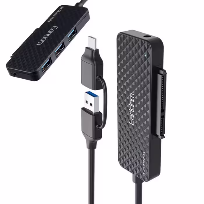هاب 3 پورت و مبدل USB 3.0 و تایپ سی به SATA ارلدام مدل ET-W37