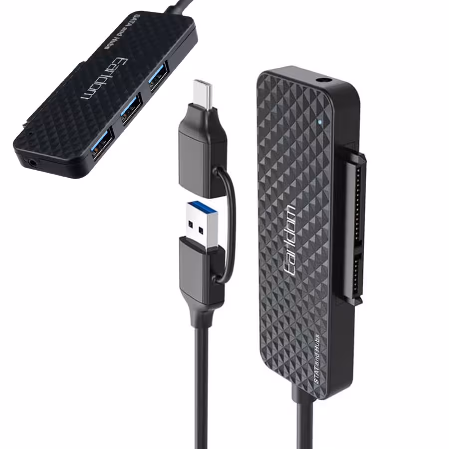 هاب 3 پورت و مبدل USB 3.0 و تایپ سی به SATA ارلدام مدل ET-W37