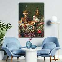 تابلو شاسی مدل نقاشی ظروف مسی قدیمی کد AR8775