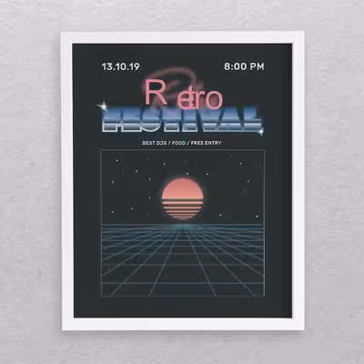تابلو مدل دکوراتیو طرح فضا Retro Festival کد 674
