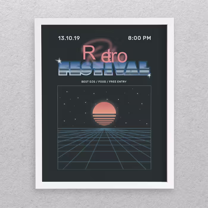تابلو مدل دکوراتیو طرح فضا Retro Festival کد 674