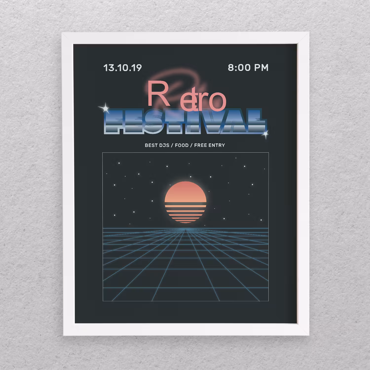 تابلو مدل دکوراتیو طرح فضا Retro Festival کد 674