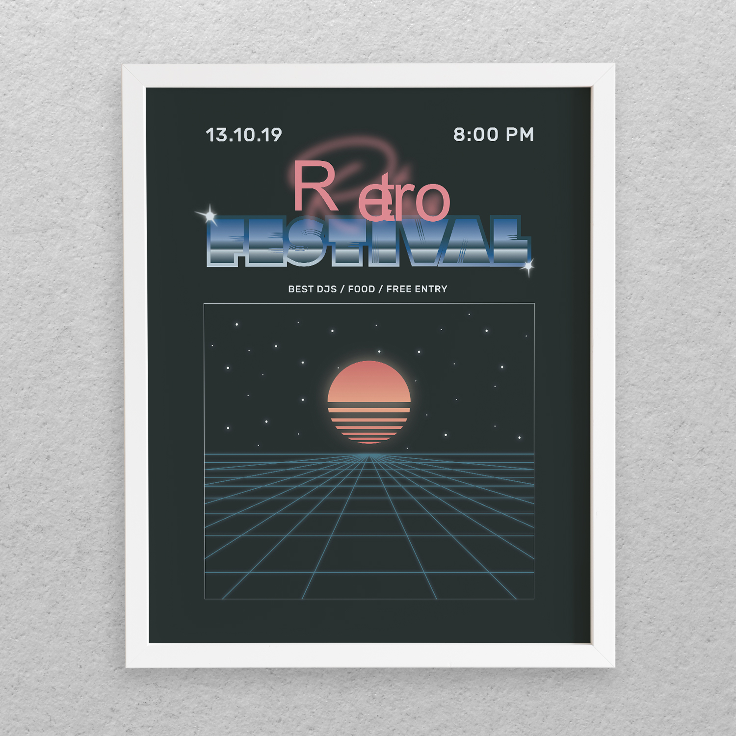 تابلو مدل دکوراتیو طرح فضا Retro Festival کد 674