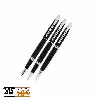قلم ست خودکار،روان نویس و خودنویس مشکی مات گیره نقره ای EUROPEN مدل RING