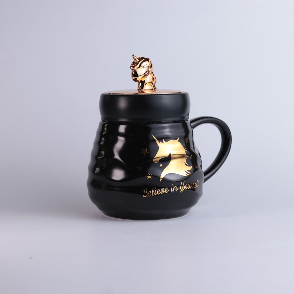 ماگ سرامیکی طرح تک شاخ طلایی 3671