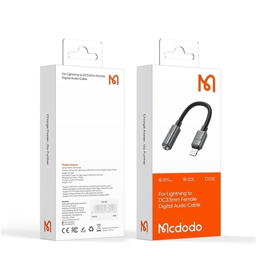 تبدیل لایتنینگ به جک 3.5 میلی متری مک دودو Mcdodo Lightning To DC3.5MM Female Digital Audio Cable CA-501