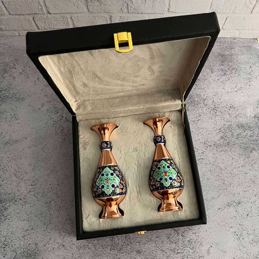 هدیه ست جفت گلدان مس و پرداز