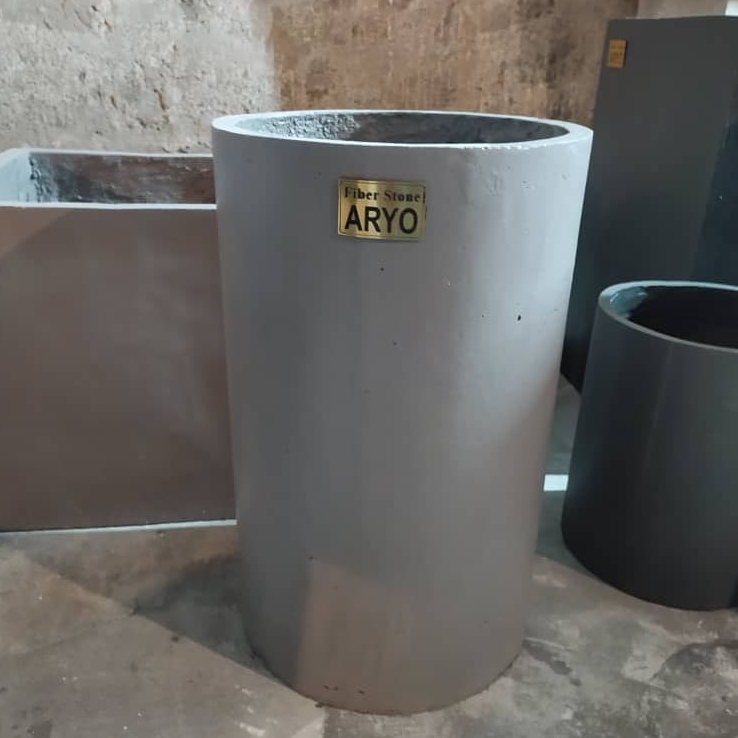 گلدان بتنی فوق سبک کدتولید 50 استوانه ارتفاع 50 قطر دهنه 30 سانت در چهار رنگ