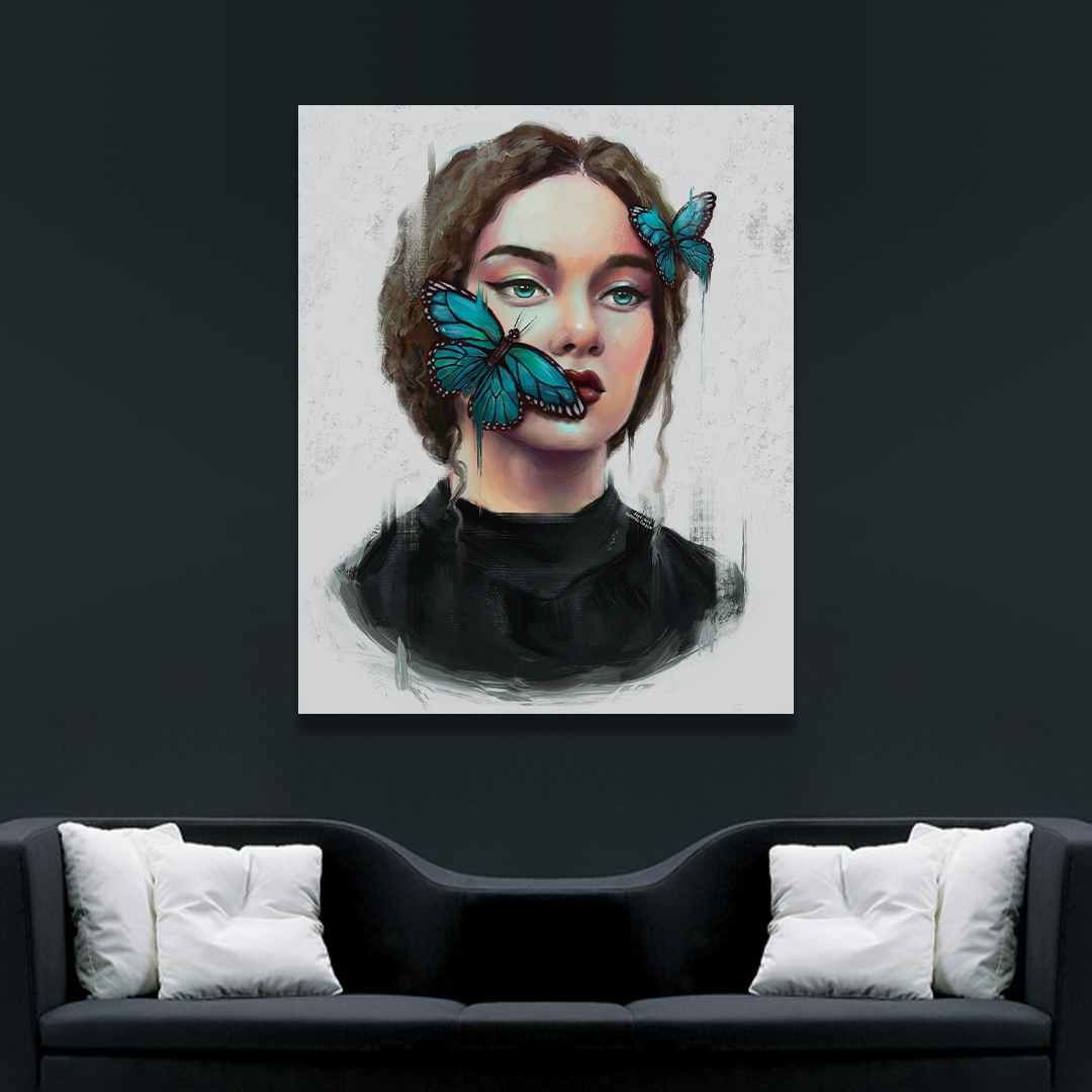 تابلو بوم مدل دختر و پروانه کد VND-23