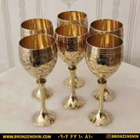 جام گیلاس خوری برنزی هندی قلم دست کد 3102 ( مجموعه شش عددی )