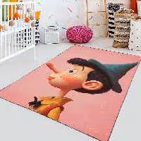 فرشینه طرح سه بعدی پینوکیو ب زمینه صورتی روشن HQ-3240