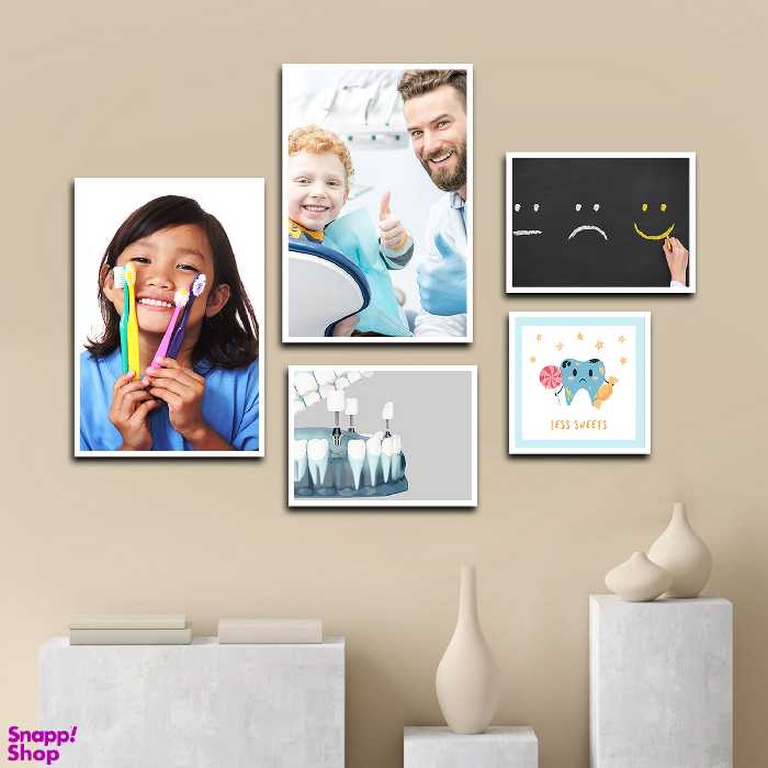 تابلو بکلیت طرح بهداشت دندان و دندانپزشکی مدل W-1578 مجموعه 5 عددی