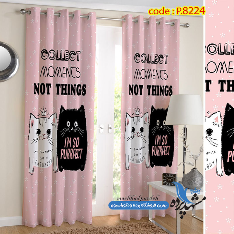 پرده پانچ کودکانه طرح گربه کد p-8224