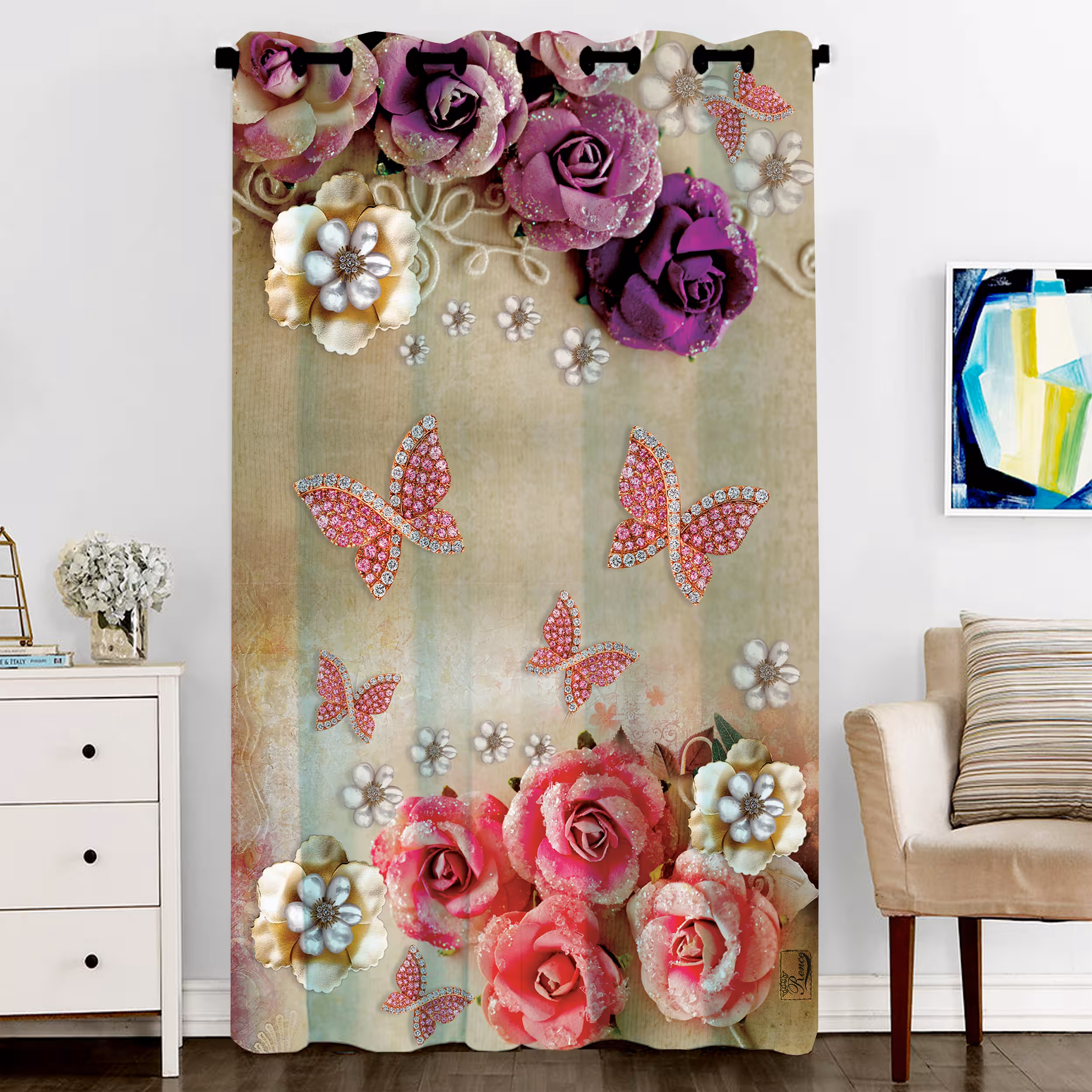 پرده رنس مدل CC3-50818 سایز 290x140 سانتی متر