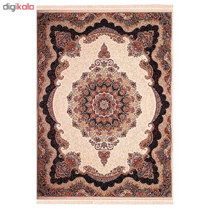 فرش ماشینی زمرد مشهد مدل کیمیا زمینه کرم
