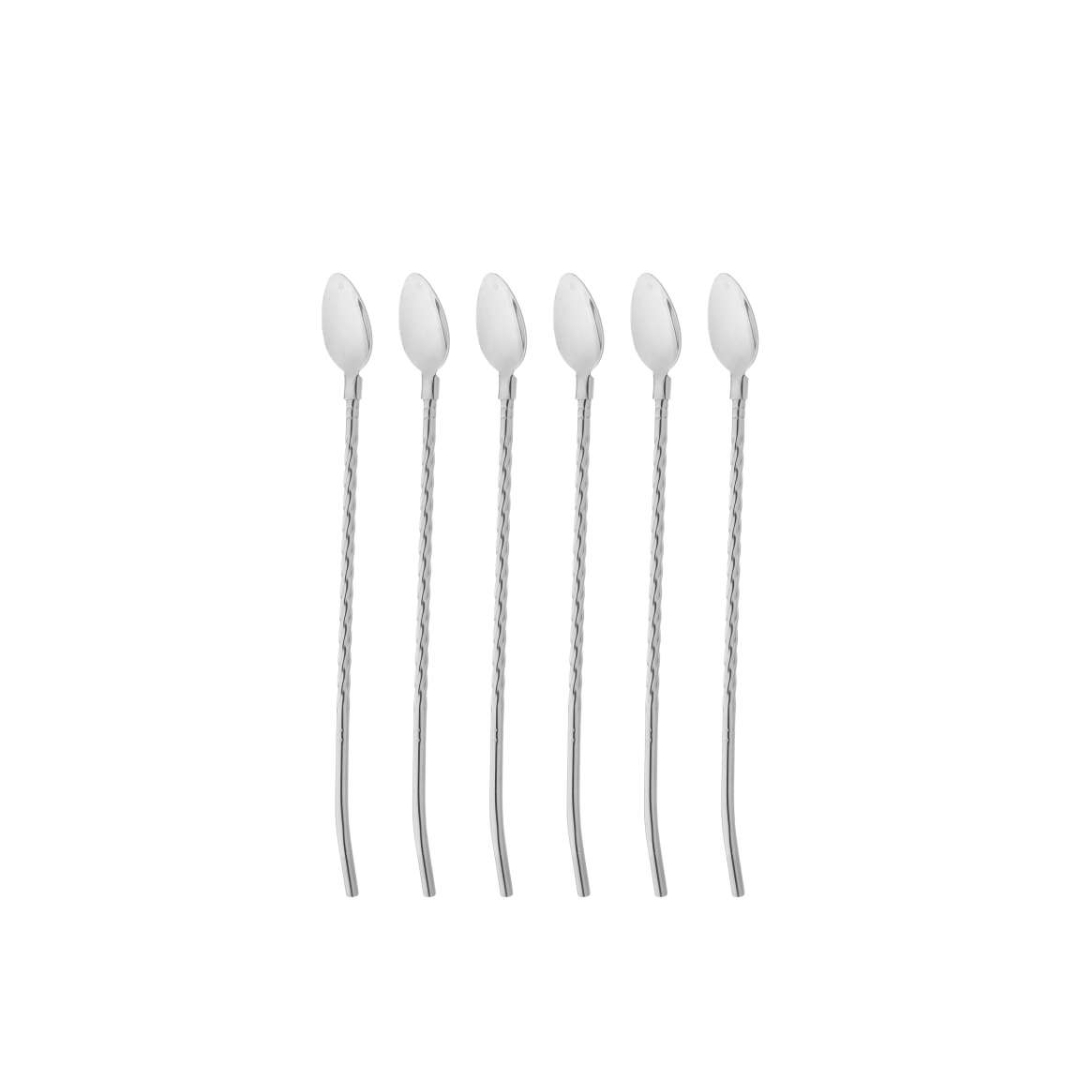 قاشق شربت خوری مدل نی دار کد FG38 مجموعه 6 عددی