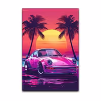 تابلو شاسی گوفی مدل ماشین اسپورت پورش صورتی طرح Porsche Sport Car کد PINK44 | دنیای قاب