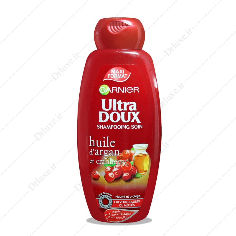 شامپو موهای رنگ شده آرگان و کرن بری Ultra Doux گارنیه - دکتر لوکس
