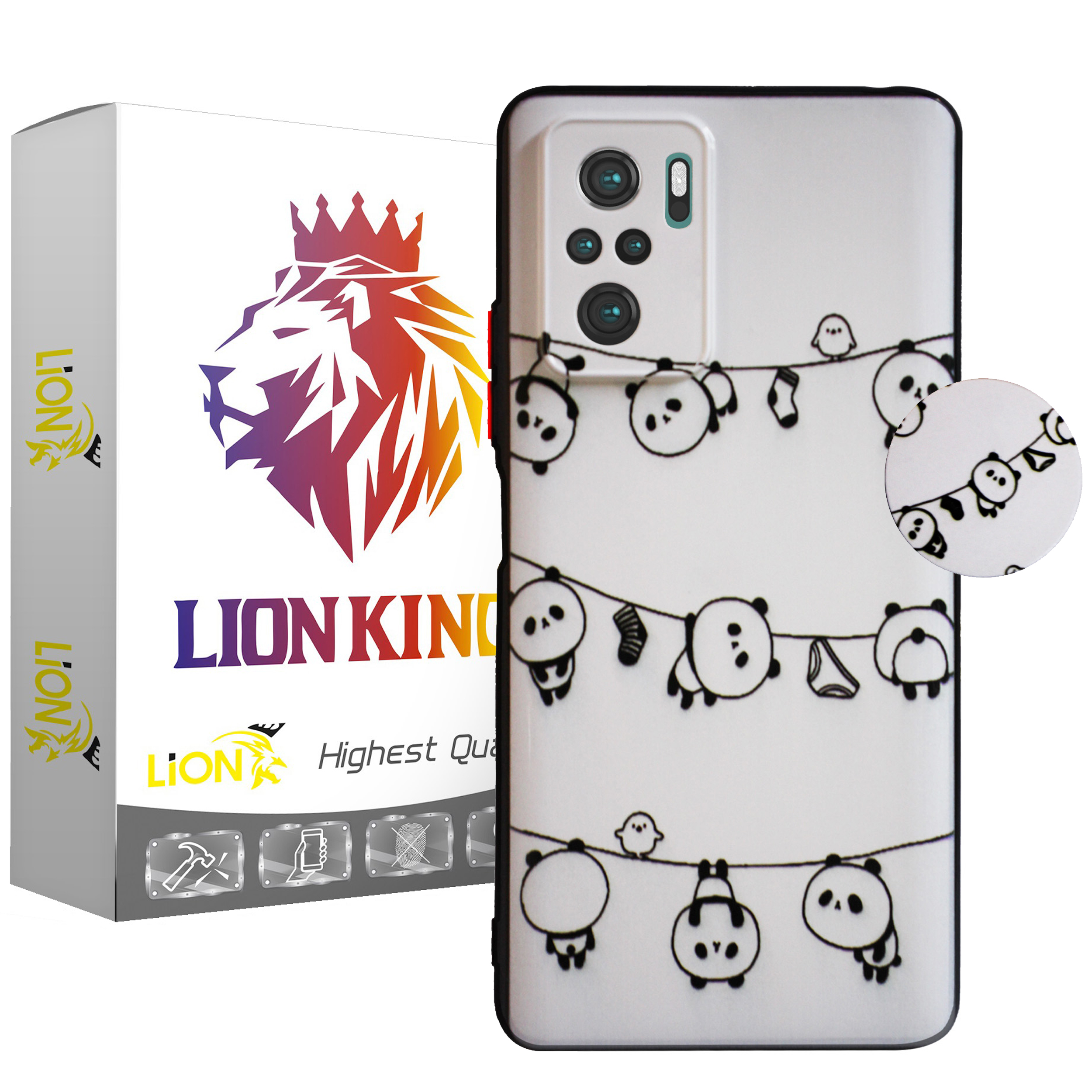 کاور لاین کینگ مدل PANDA UV مناسب برای گوشی موبایل شیائومی Redmi Note10/10S به همراه پایه نگهدارنده