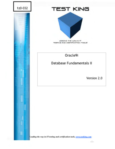 خرید و دانلود نسخه کامل کتاب Oracle 9i TestKing 1Z0-032 Database Fundamentals II v2 0