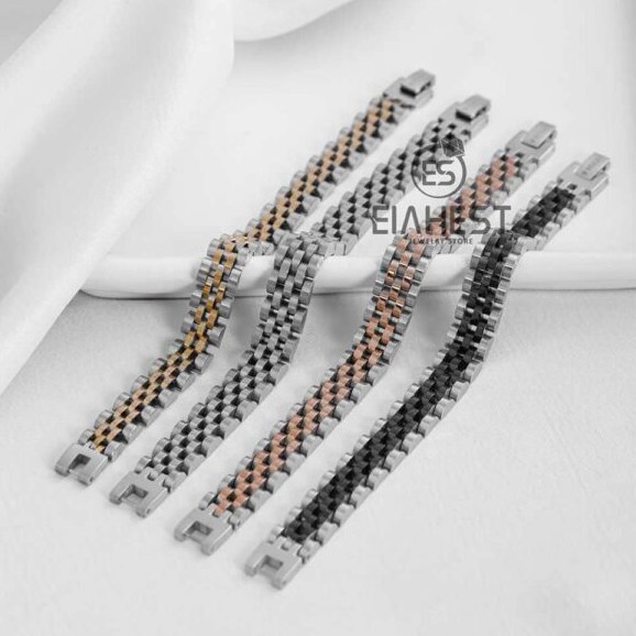 دستبند رولکس رنگ طلایی و مشکی و برنز و نقره ای