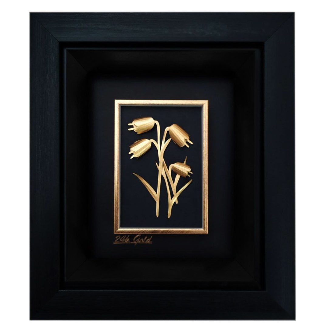 تابلو طلا کوب زرکات طرح گل لاله مدل P11