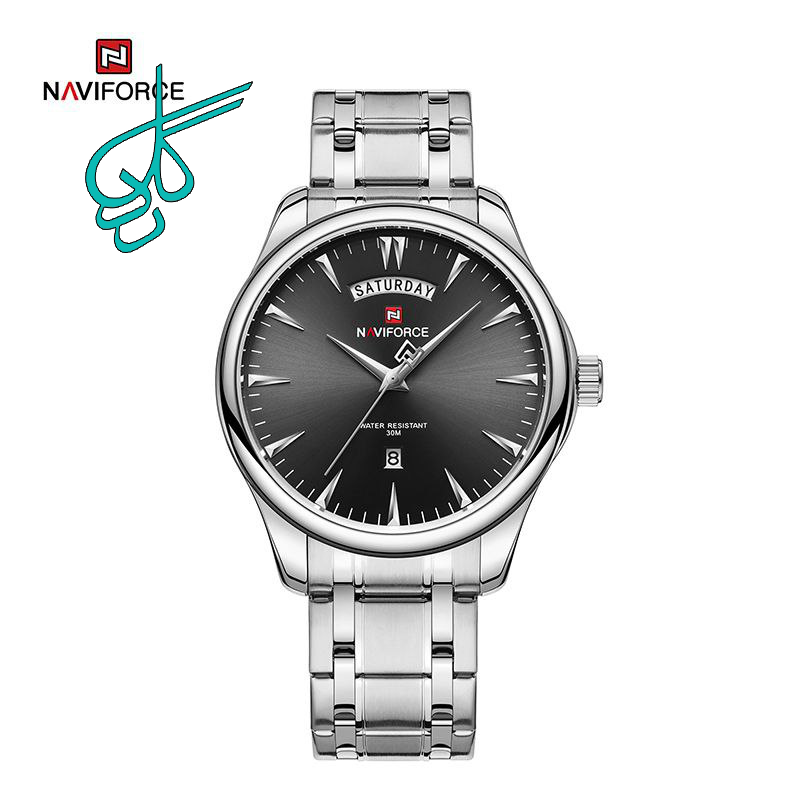 خرید ساعت مردانه نیوی فورس (Naviforce) مدل 9213 موتور ژاپن اصل ضد آب بند استیل رنگ ثابت دو زمانه چراغ دار به همراه جعبه و کیف دستی کد 1918298 - ردگل
