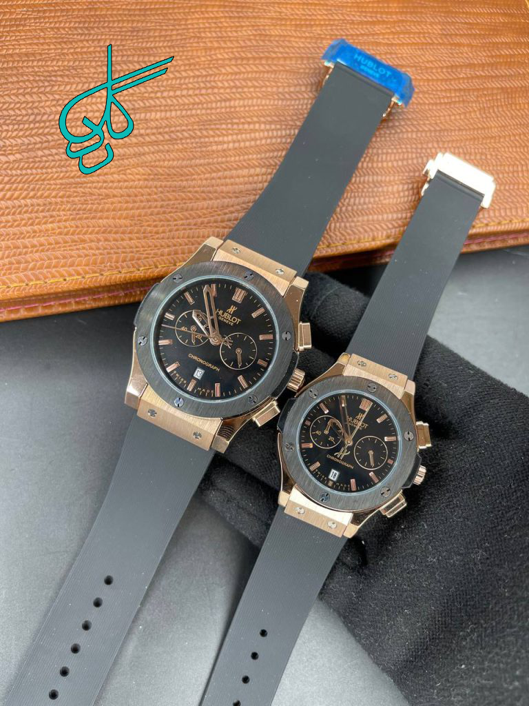 خرید ست ساعت زنانه و مردانه هابلوت Hublot سه موتوره فعال بند رابر کد 2115850 - ردگل