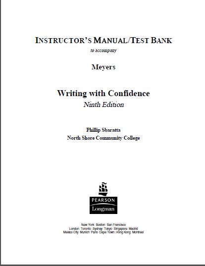 خرید و دانلود نسخه کامل کتاب INSTRUCTOR’S MANUAL/TEST BANK to accompany Writing with Confidence: Writing Effective Sentences and Paragraphs, VangoBooks, 9th Edition
