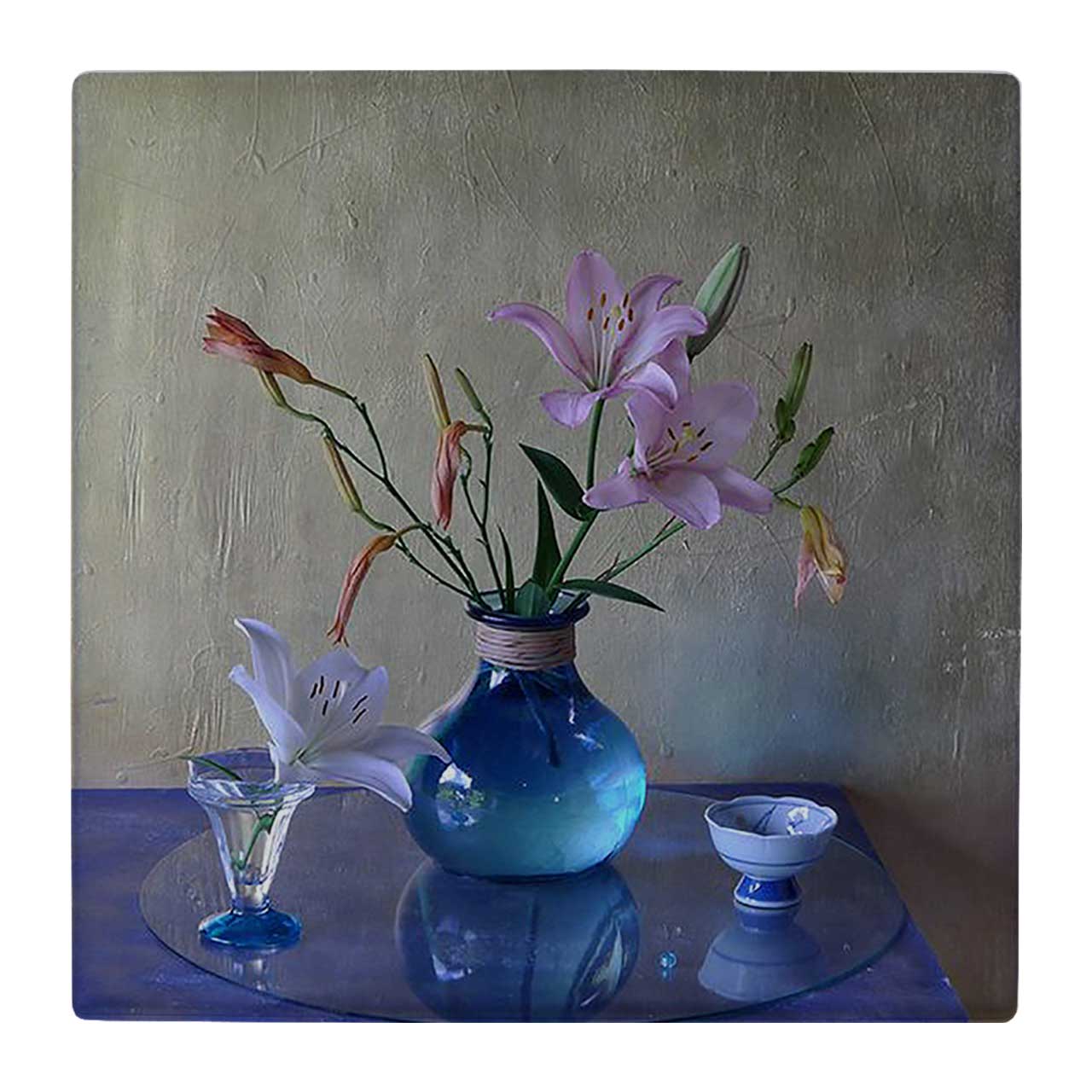 زیر لیوانی  طرح گلدان بلوری و گل کد    4818887_3664