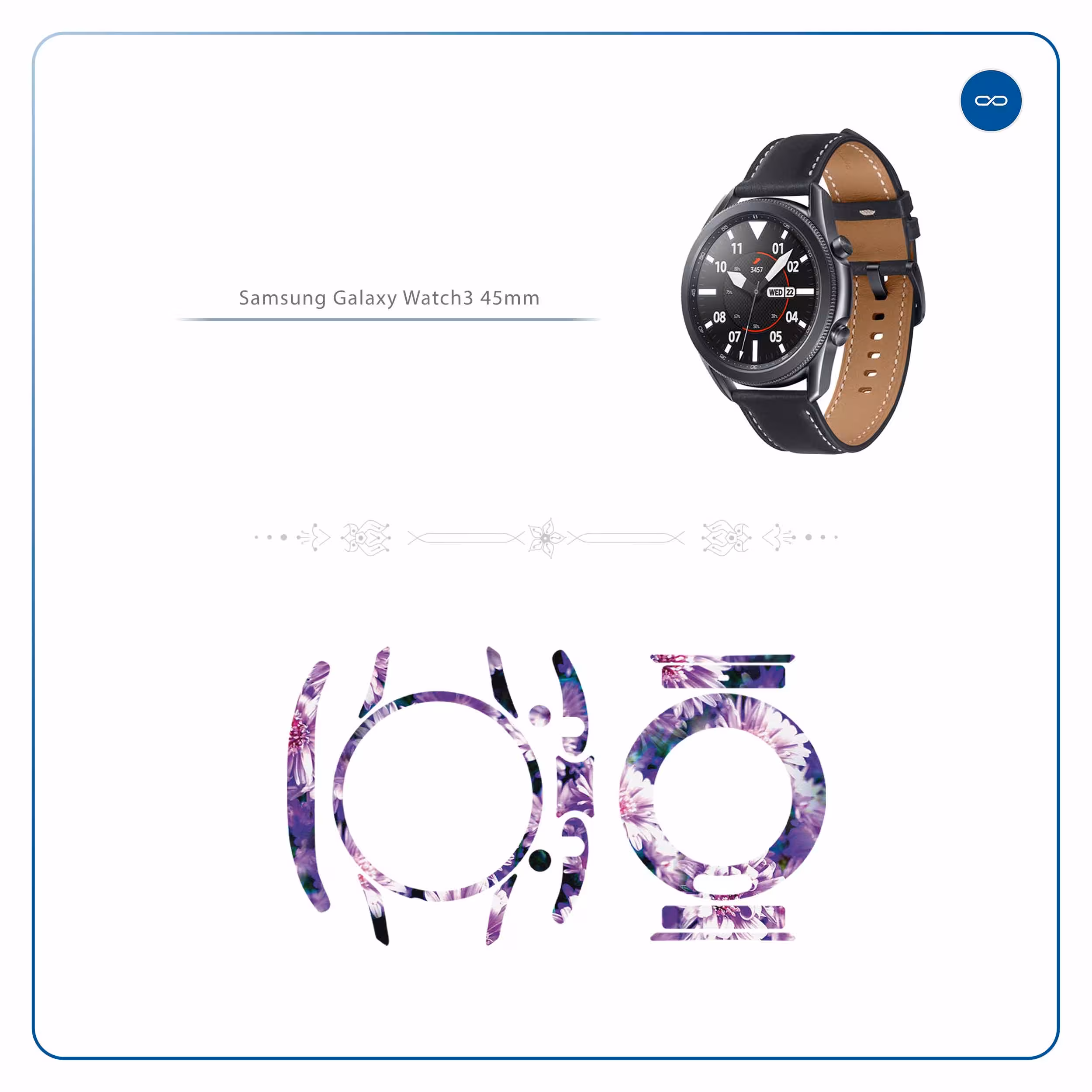 برچسب ماهوت طرح Purple Flower مناسب برای ساعت هوشمند سامسونگ Galaxy Watch3 45mm