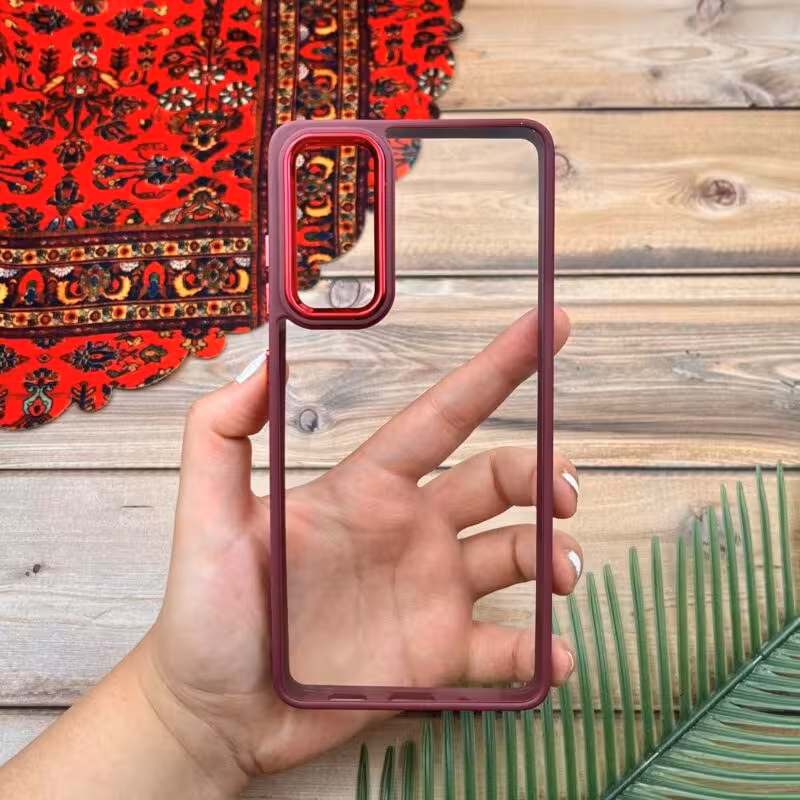 قاب گوشی Galaxy S20 FE سامسونگ اورجینال دورسیلیکونی شفاف  زرشکی کد 62444