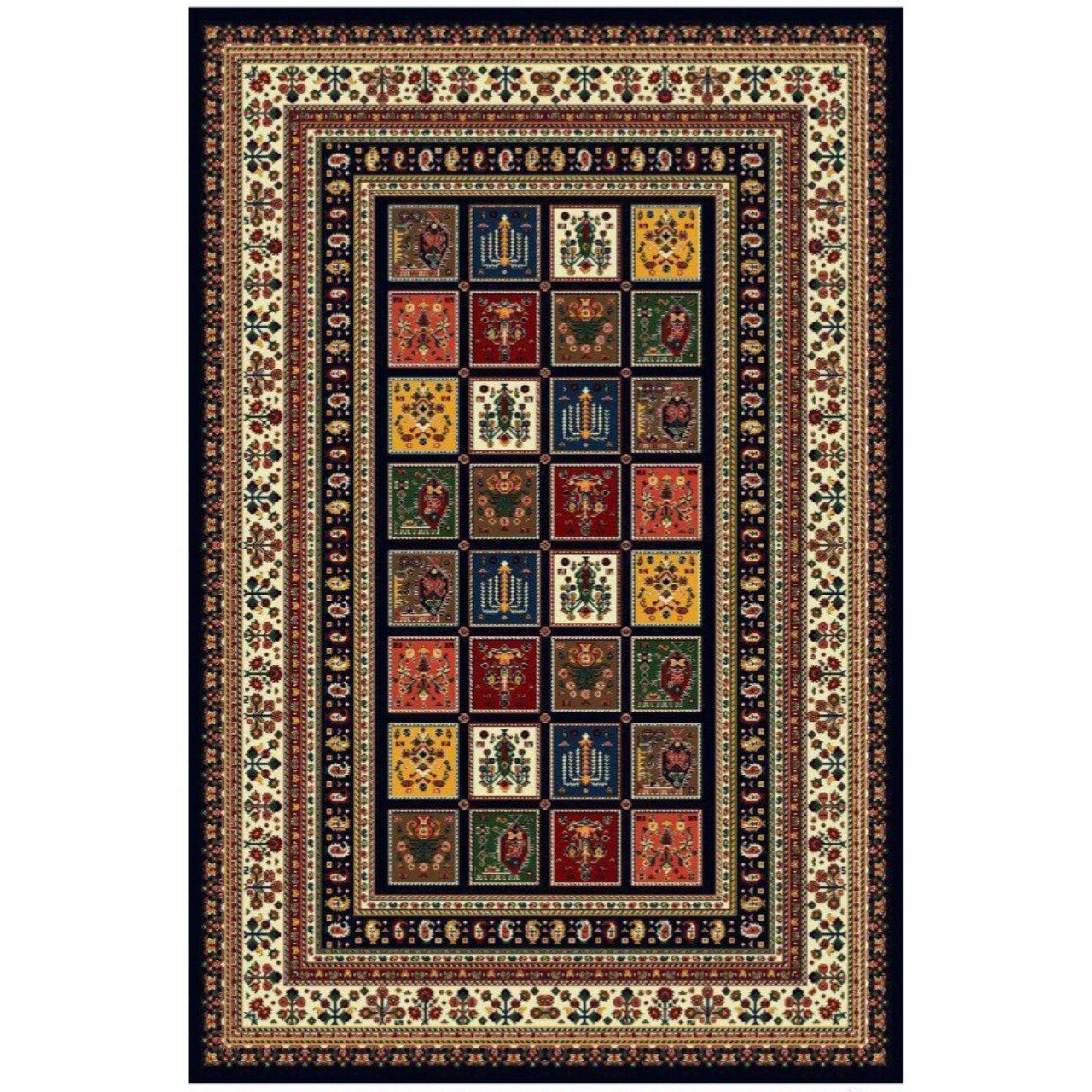 فرش ماشینی هیوا طرح عشایر کد 817  زمینه سرمه ای