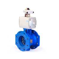 شیر پروانه ای فلنج‌دار با عملگر پنوماتیکی میراب