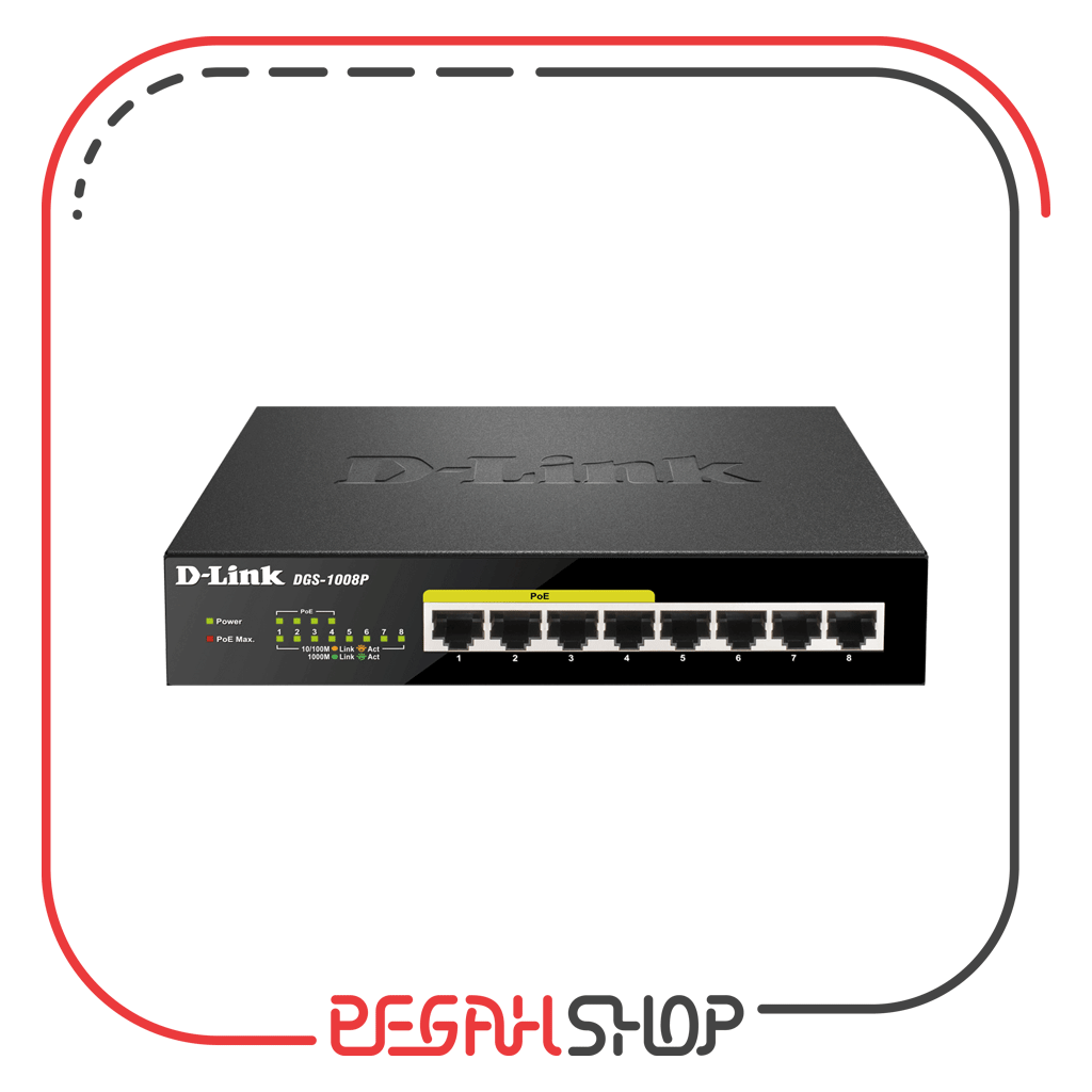 سوییچ 8 پورت گیگابیتی و غیر مدیریتی برند D-Link مدل DGS-1008P