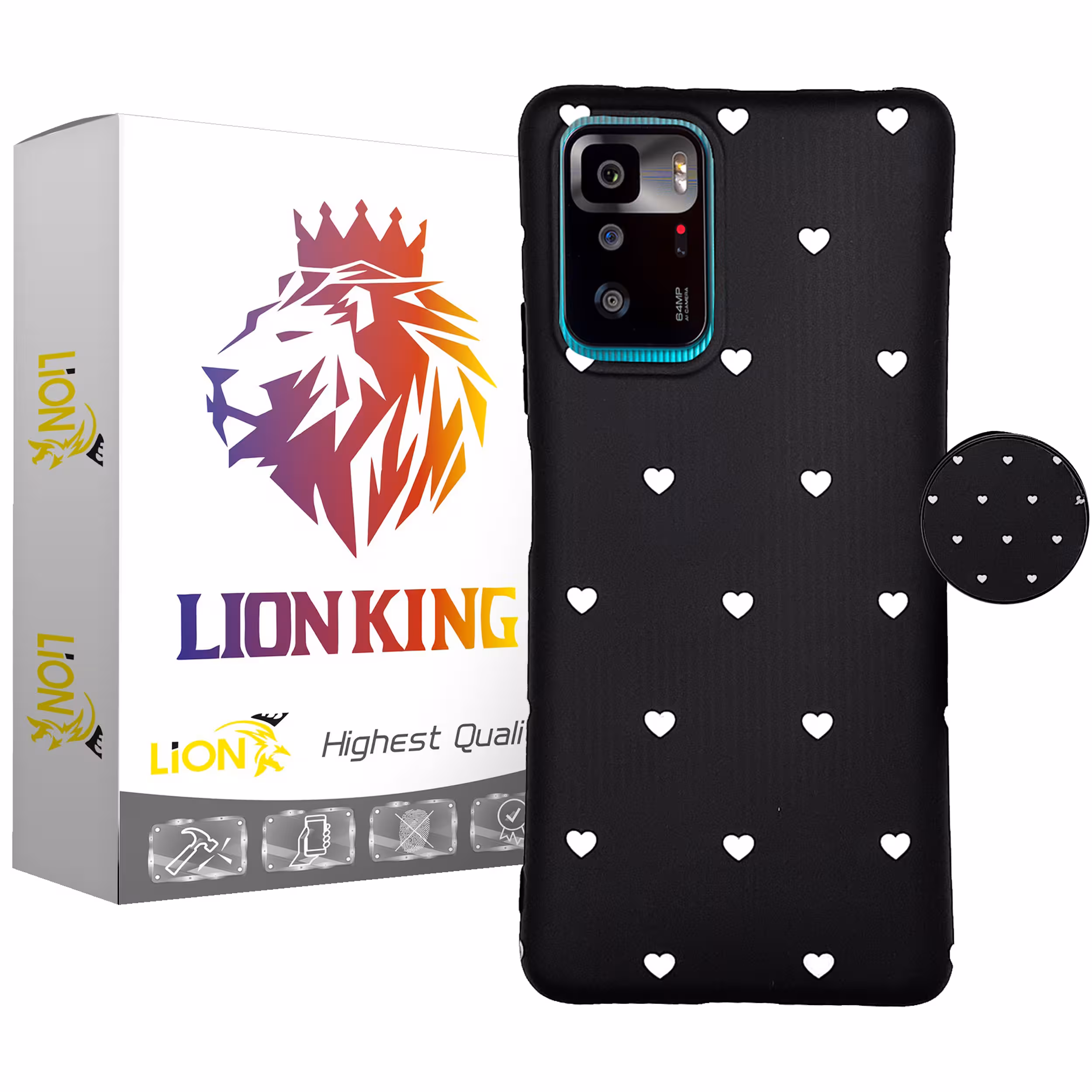  کاور لاین کینگ مدل IMD GHALBI مناسب برای گوشی موبایل شیائومی Poco X3 GT به همراه پایه نگهدارنده