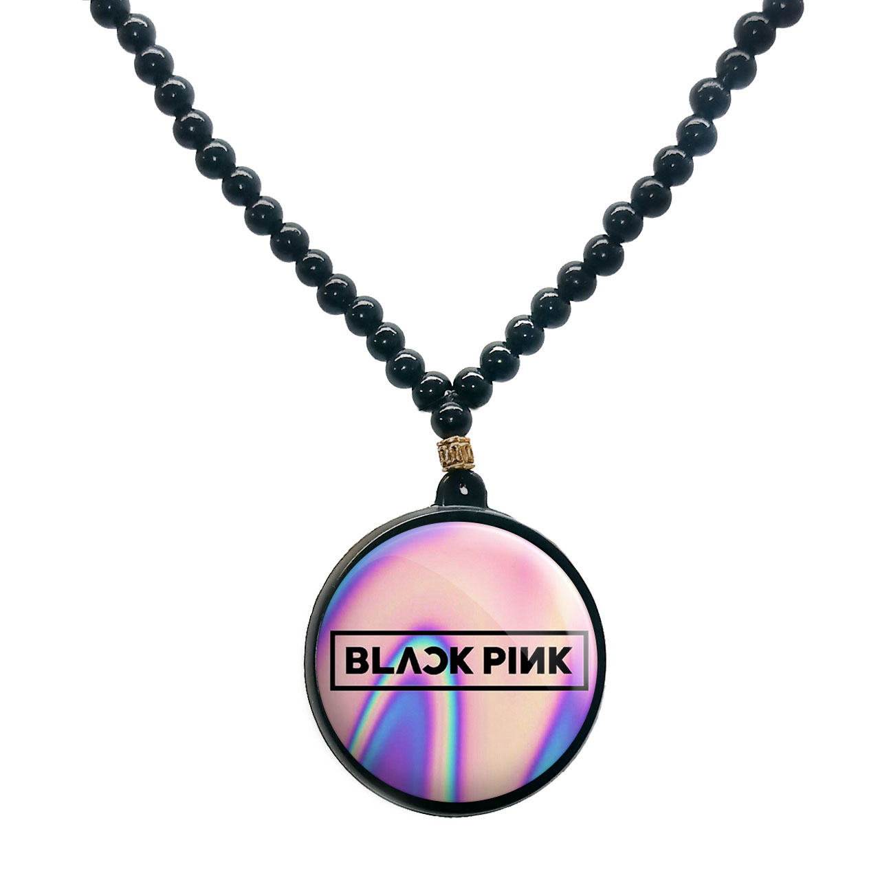 گردنبند پرمانه طرح بلک پینک کد pmd.18016 مدل دو طرفه