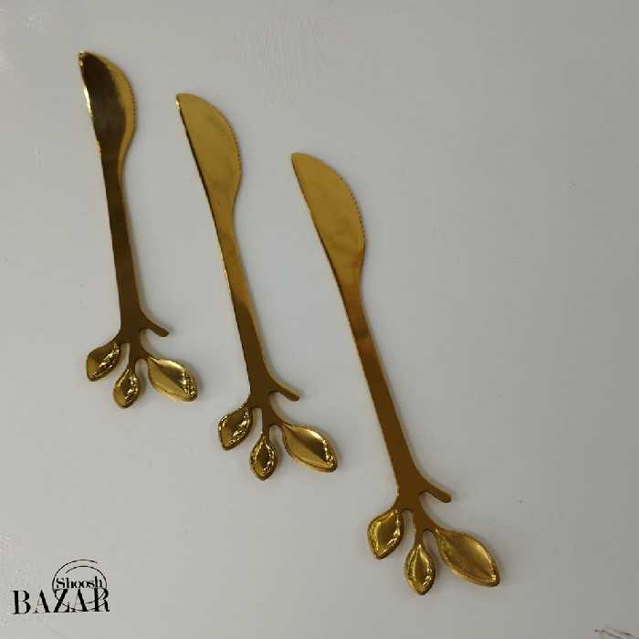 کارد میوه خوری طلایی طرح برگ