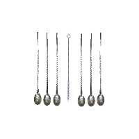 قاشق شربت خوری مدل نی دار کد 1003 مجموعه 7 عددی به همراه فرچه