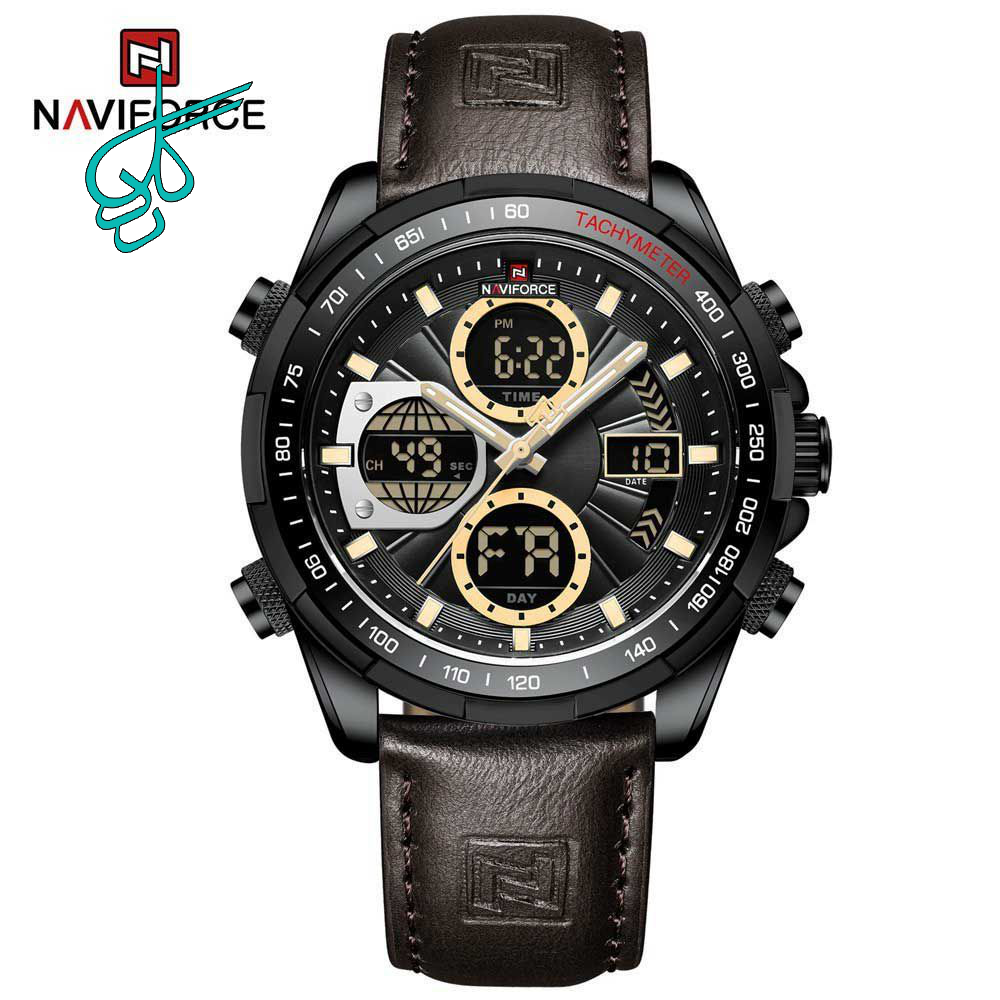 خرید ساعت مردانه naviforce موتور ژاپن جنس بند چرم دو زمانه ضدآب چراغ دار و دارای تقویم کد 1917029 - ردگل