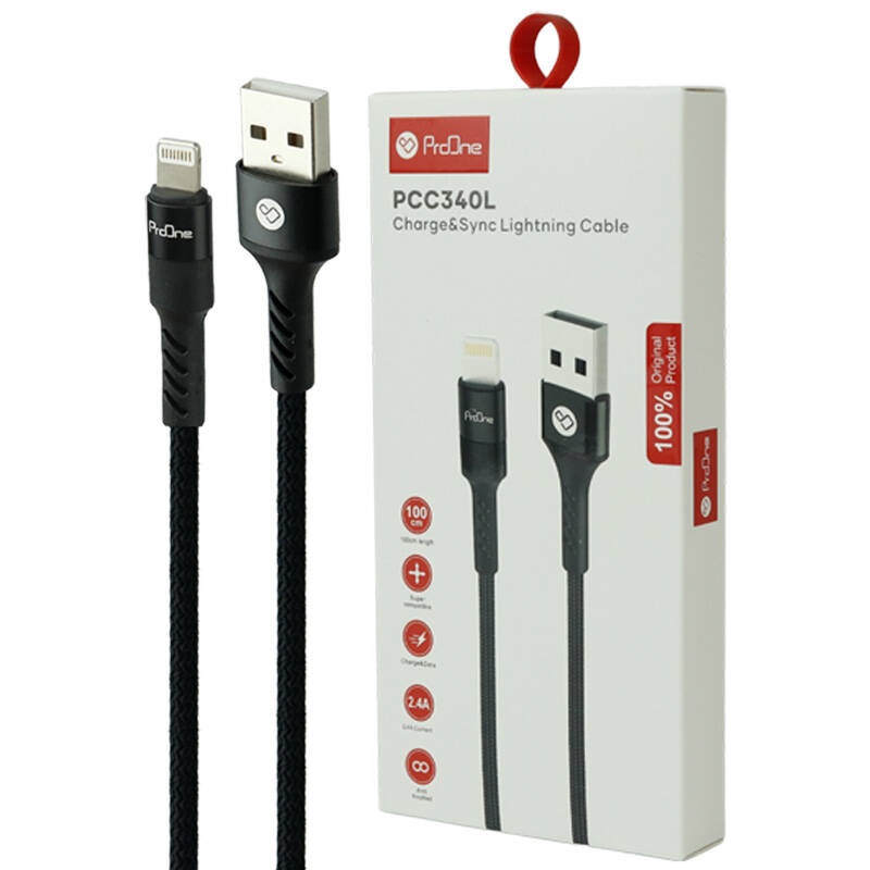 کابل آیفونی فست شارژ ProOne PCC340L 2.4A 1m