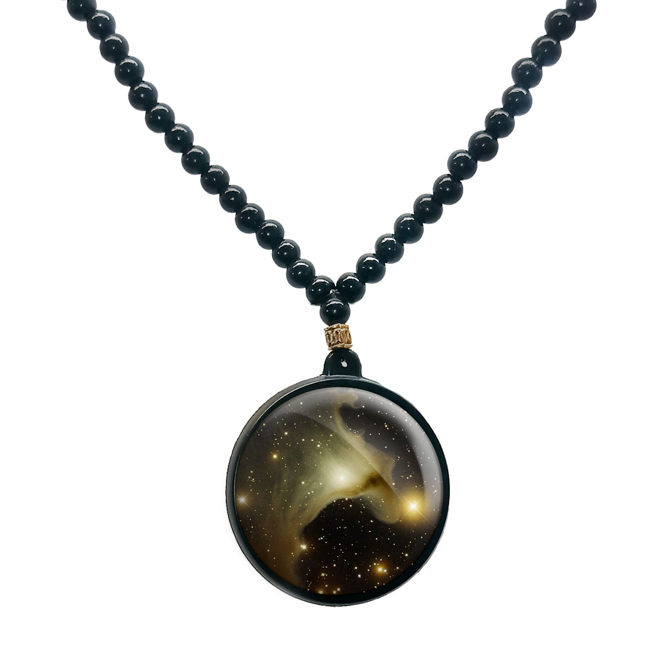 گردنبند پرمانه طرح ستاره و کهکشان کد pmd.25670 مدل دو طرفه