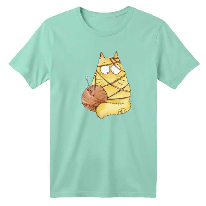 تی شرت آستین کوتاه بچگانه مدل گربه کد 24 رنگ سبز روشن