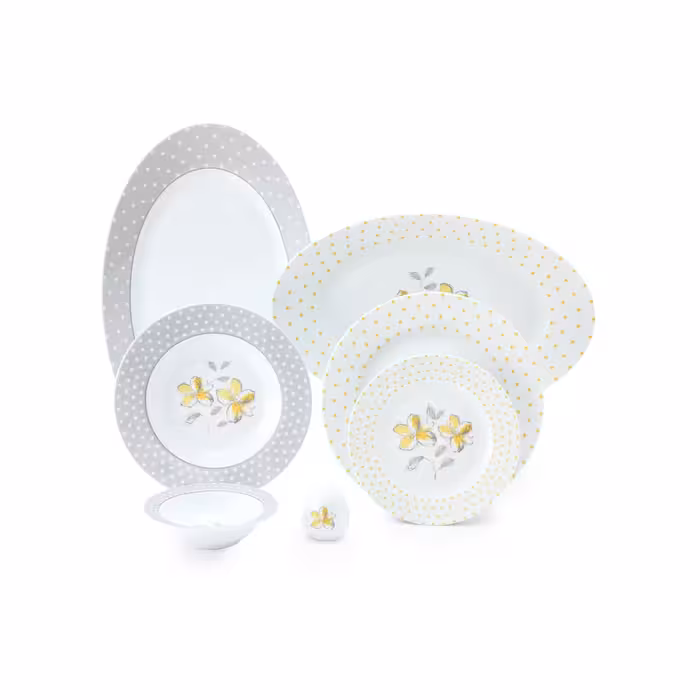 سرویس غذاخوری 28 پارچه چینی زرین ایران سری ایتالیا اف مدل والنسیا درجه یک