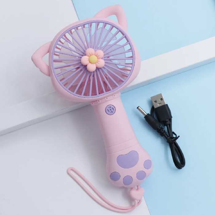 پنکه دستی شارژی طرح پنجه گربه صورتی 31096