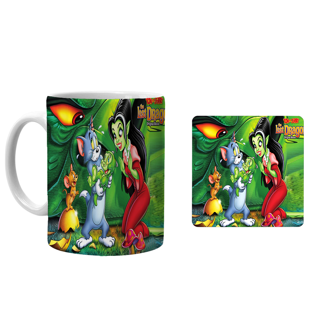 ماگ مدل تام و جری xe2 به همراه زیرلیوانی