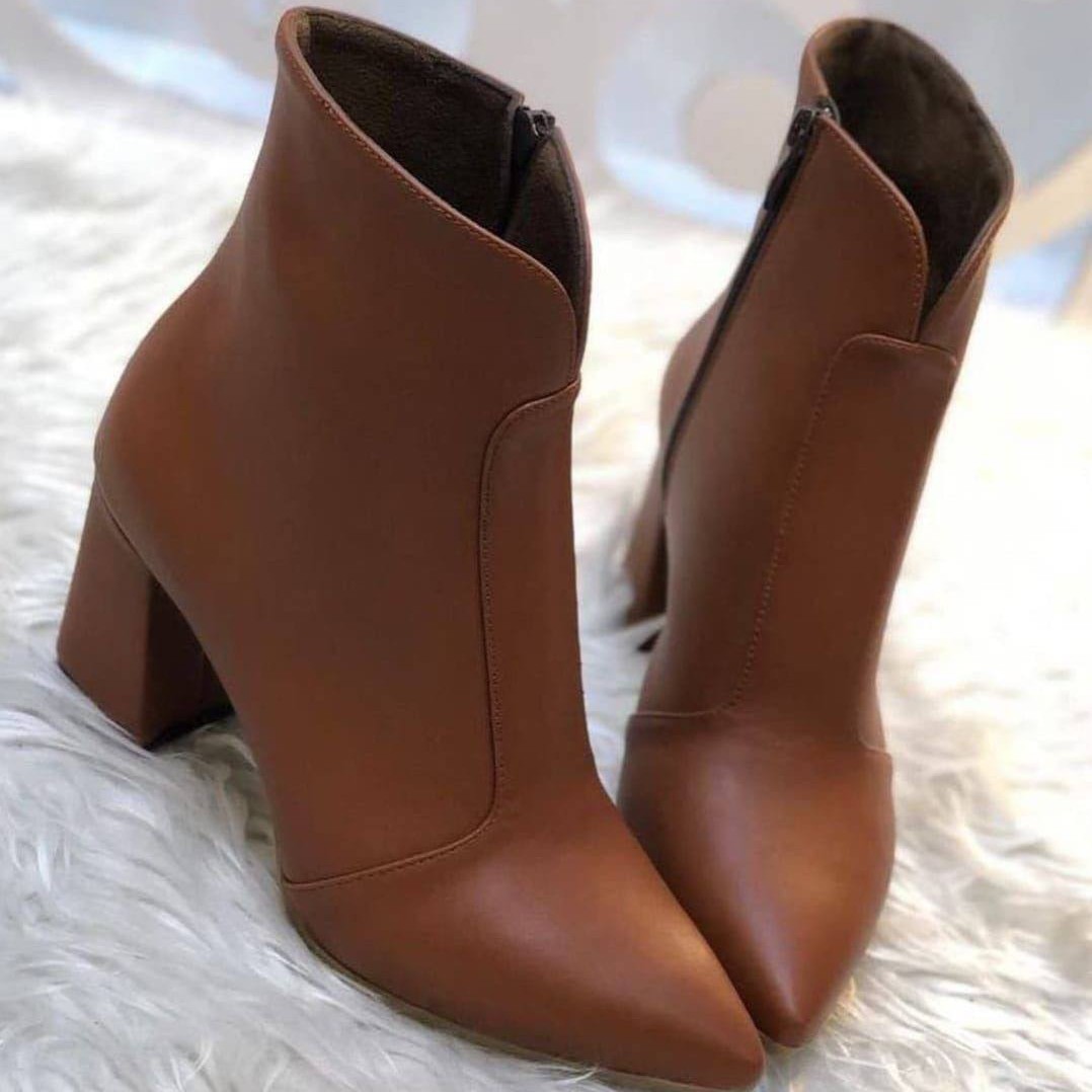 کفش نیم بوت چرم زنانه پاشنه دار (رویه چرم زیره دلتا)