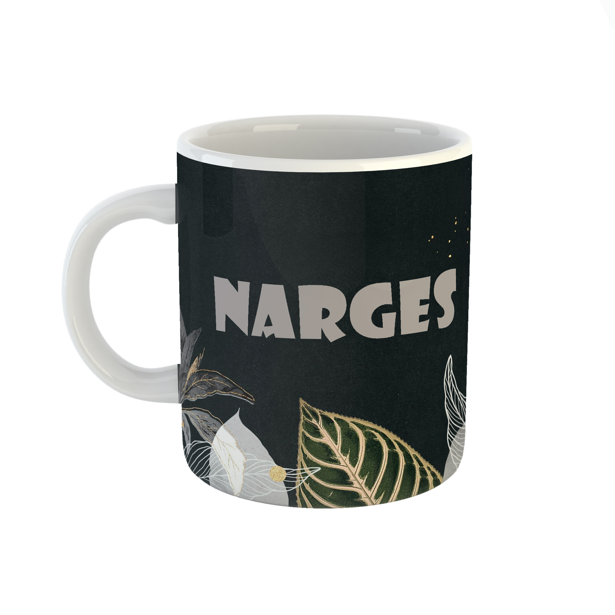 ماگ طرح اسم نرگس مدل برگ کد 516